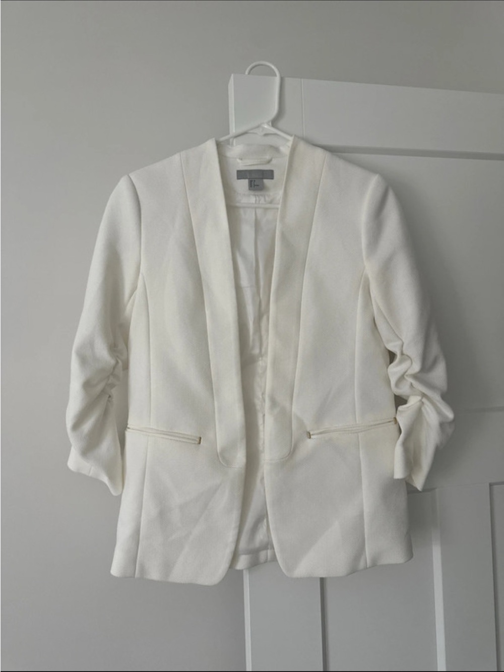 H&M Cream Open-Front Shawl Collar Blazer